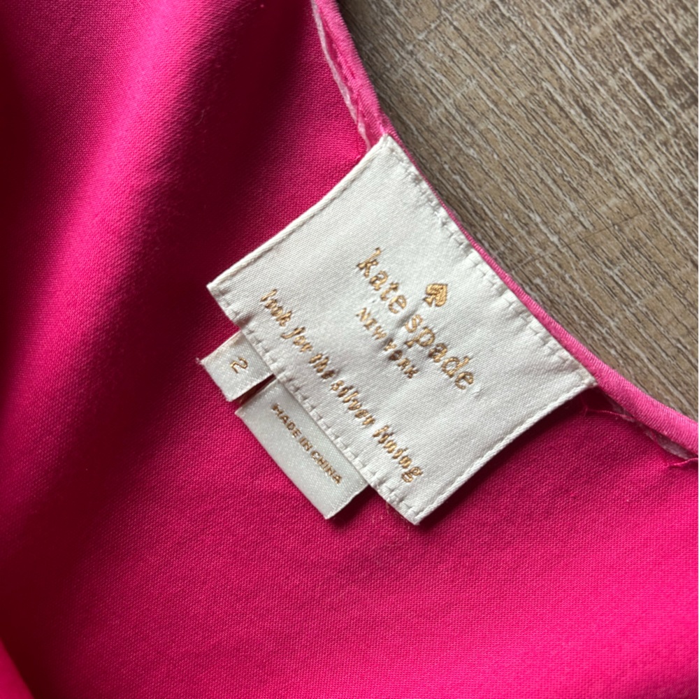 ▶️ Kate Spade Fit Flare Dress Womens 2 Pink White Striped Sleeveless Preppy - Picture 2 of 14